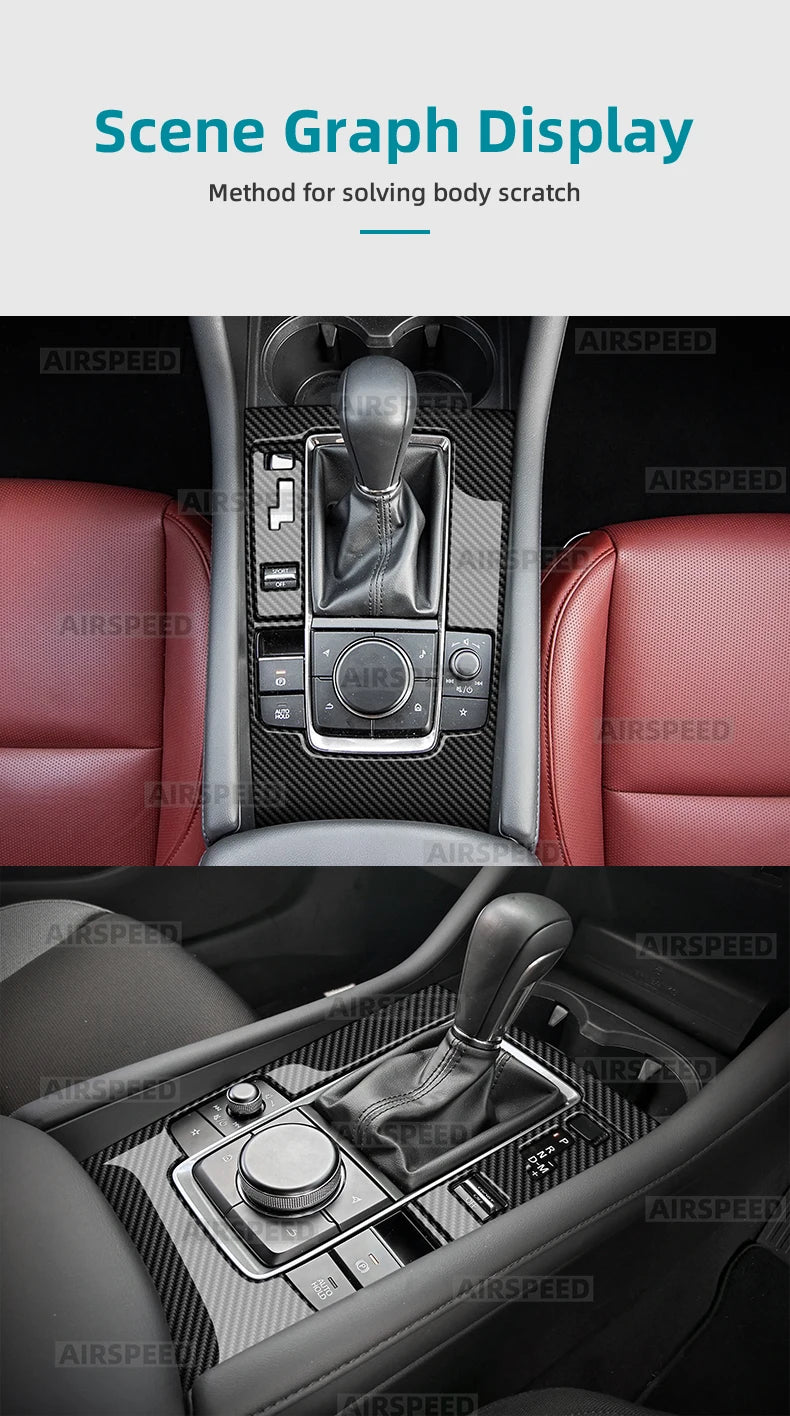 For Mazda 3 Axela BP 2019 2020 2021 2022 2023 2024 2025 Real Soft Carbon Fiber Sticker Automatic AT Car Gear Shift Panel Trim