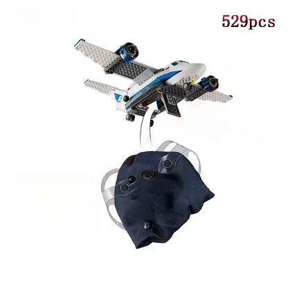 Compatible MOC Sets City Series Building Blocks Sky Police Air Base  Control Tower parachute Model Assembly Toy Gifts 60210