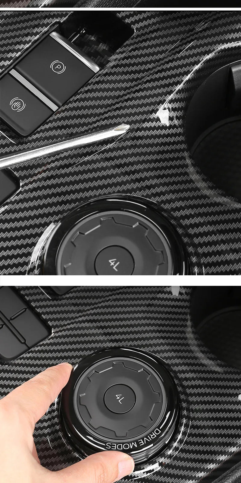 For Ford Ranger P703 T9 XL XLT Wildtrak Raptor 2023-2025 Carbon Fiber Texture Gear Shift Panel Cover Interior Trim Full Set