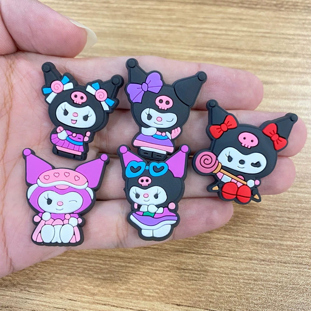 6-66PCS Cartoon Kuromi Shoe Charm Mix Wholesale PVC Decor Buckle Sandal Clog Bag Wristband Detachable Waterproof To X-MAS Gift