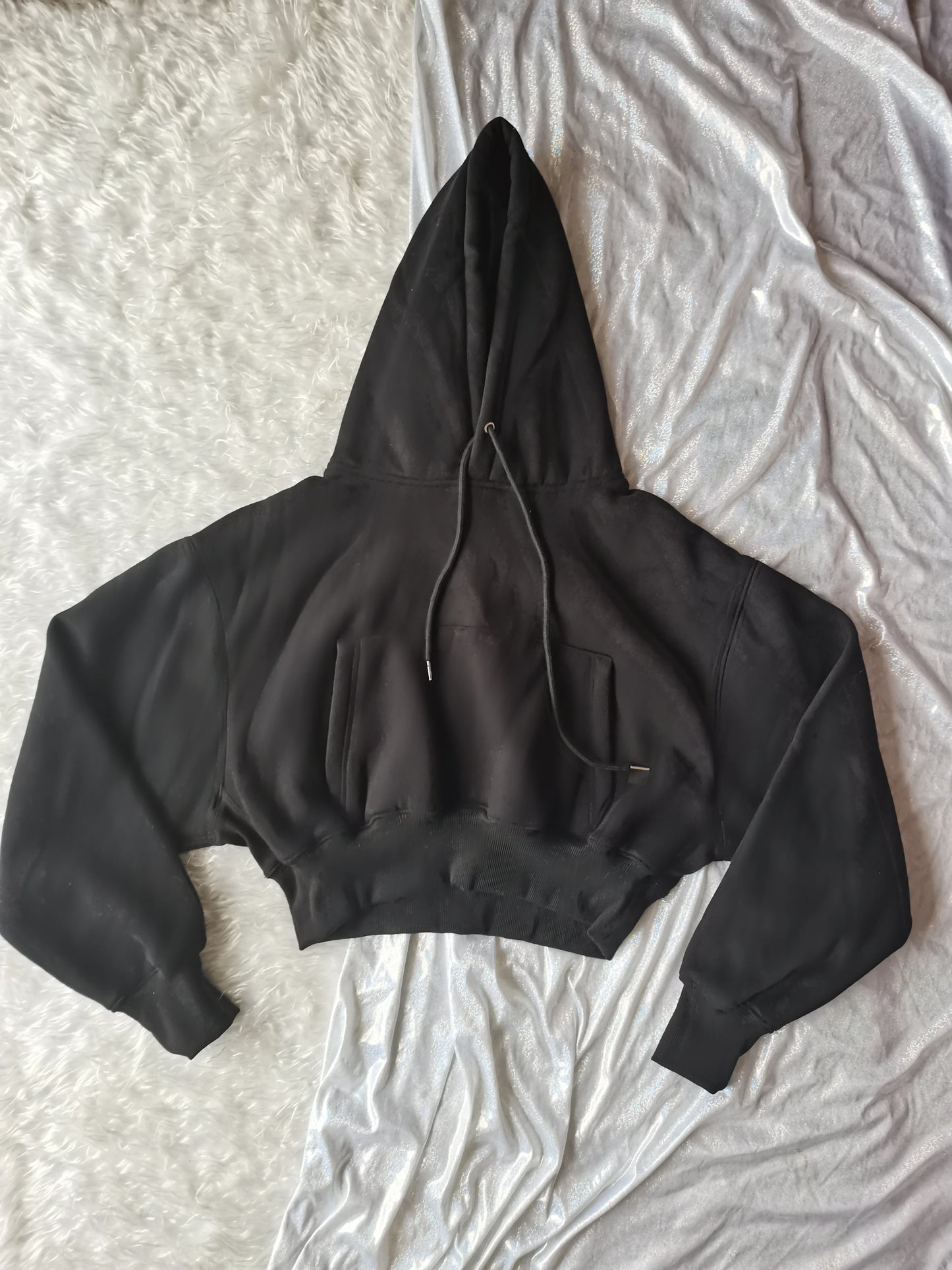 Basic Wear Black Charcoal Hoodies for Women Autumn Winter Loose Fleece Hooded Sweatshirts Streetwear Cropped Pullovers