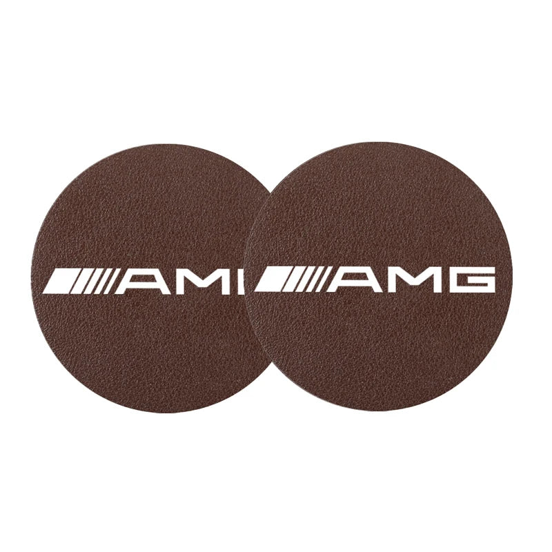 2Pcs Car Coasters Water Cup Mats Waterproof Slot Pads For Mercedes Benz AMG Smart W205 C300 W203 W206 W108 W124 W126 W140 W168
