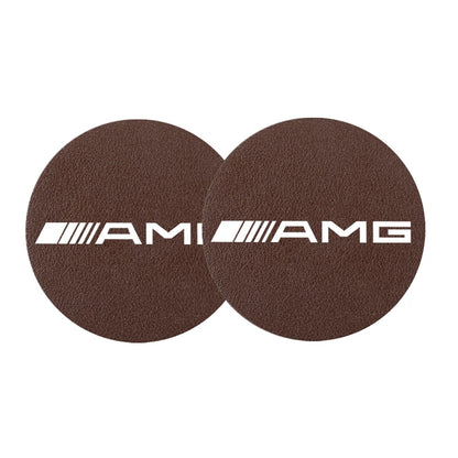 2Pcs Car Coasters Water Cup Mats Waterproof Slot Pads For Mercedes Benz AMG Smart W205 C300 W203 W206 W108 W124 W126 W140 W168