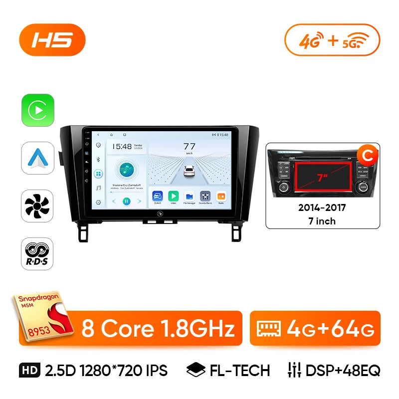 Ainavi Car Multimedia Player For Nissan X-Trail 3 T32 Qashqai J11 2 2014 2016 2018 2020 radio wireless Carplay Android Auto 2din