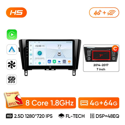 Ainavi Car Multimedia Player For Nissan X-Trail 3 T32 Qashqai J11 2 2014 2016 2018 2020 radio wireless Carplay Android Auto 2din