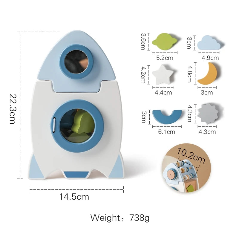 Baby Wooden Montessori Toys Cartoon Wooden Ship Multi-function Game Music Percussion Toy Sensory Educational Toys For  Newborns
