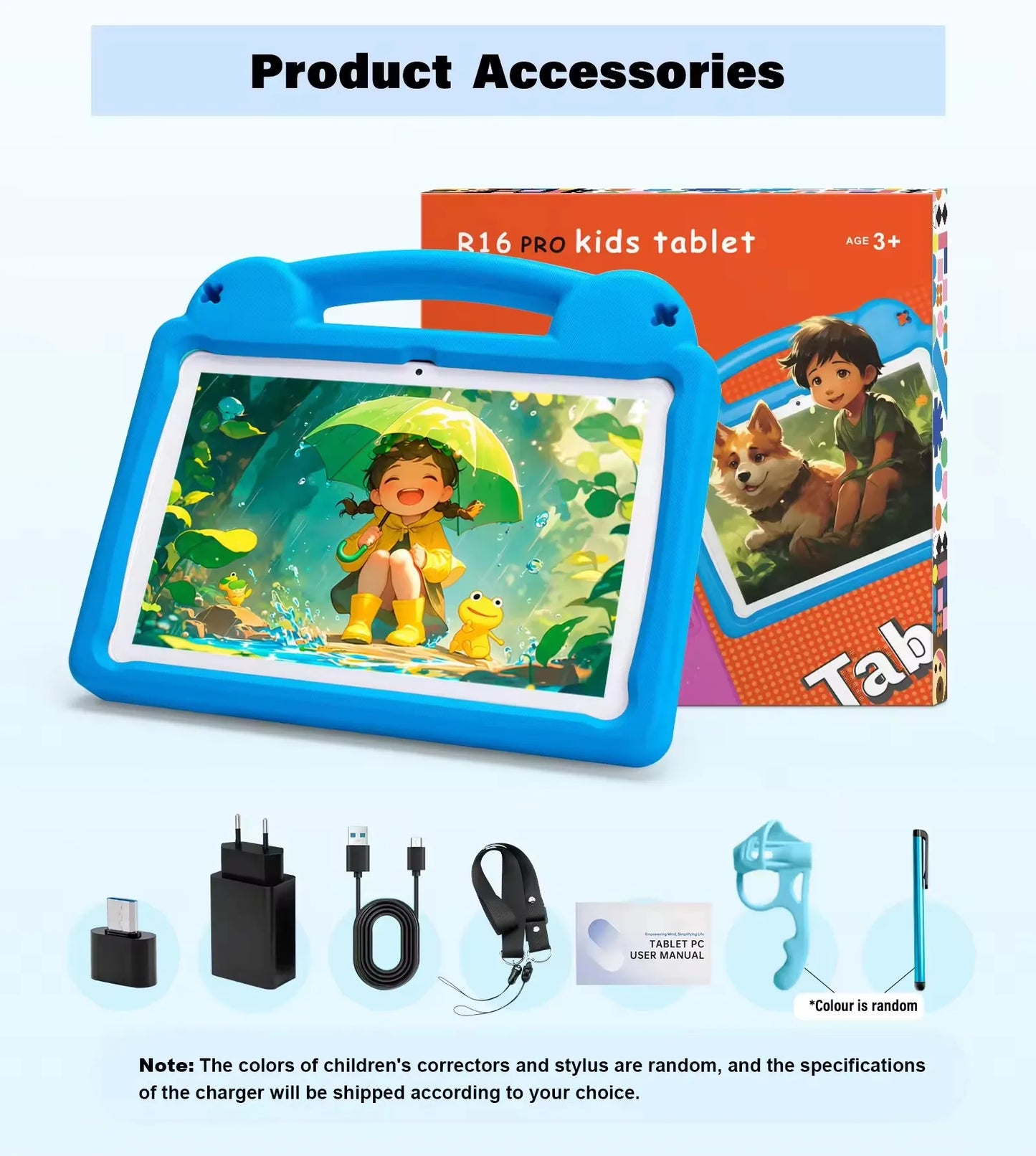 ANRY Children's Learning Tablet 10.1 Inch Android 15 8GB RAM 64GB ROM 5000mAh Battery Eye Care Shockproof Silicone Case for Kids