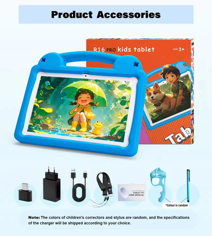 ANRY Children's Learning Tablet 10.1 Inch Android 15 8GB RAM 64GB ROM 5000mAh Battery Eye Care Shockproof Silicone Case for Kids