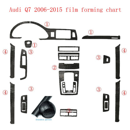 For Audi Q7 2006-2015 Interior Central Control Panel Door Handle 5D Carbon Fiber Stickers Decals Car styling Accessorie