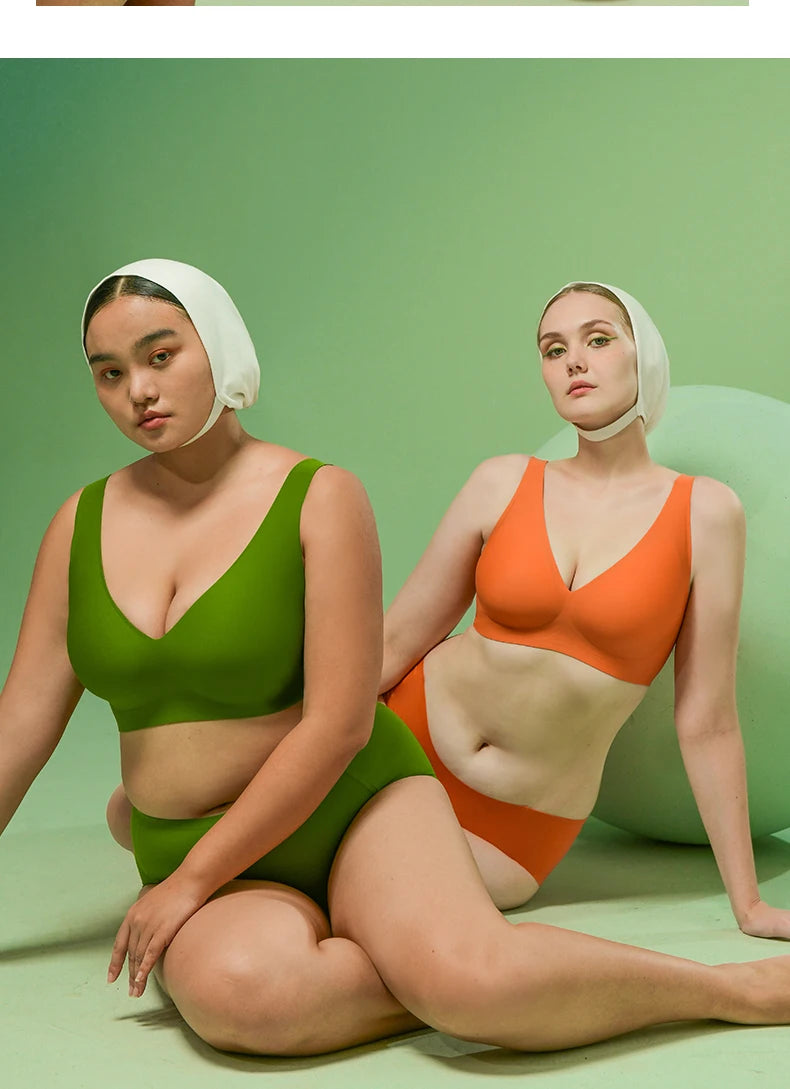 SUJIIN Plus Size Seamless Bra Sets for Women 2025 Push Up Wireless Minimizer Bras Lady Anti-sagging Bralettes for Large Breasts