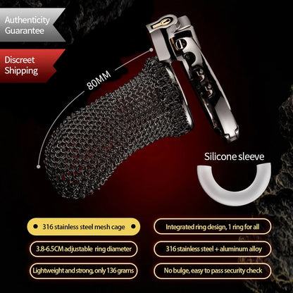 LOCKINK Male Metal Chastity Cage Mesh Femdom Cock Cage Sexy Adult Man Chastity Device Chastity Lock Ajustable Cock Ring Sex Toys