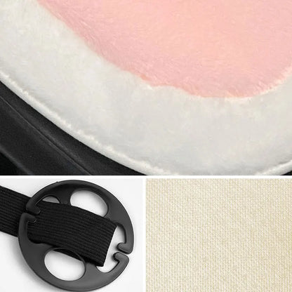 Winter New Cartoon Plush Car Cushion Simple Black White Thickened Anti Slip Women's Auto Seat Pad Cute Interior Modification