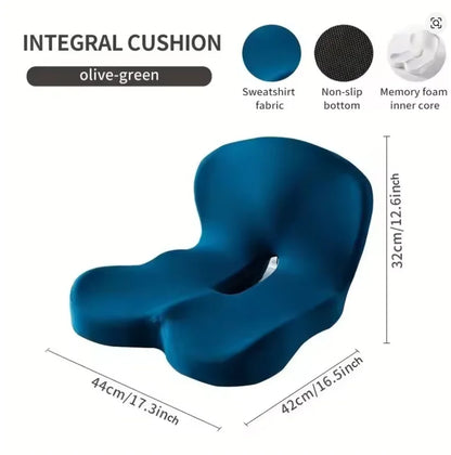 Memory Foam One-piece Seat Cushion Backrest Office Chair Cushion Massage Lumbar Support Pain Relief Breathable Car Butt Pad