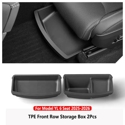 Under Seat Storage Box For Tesla Model YL 2025-2026 TPE Front Under Seat Organizer Trash Can Car Interior Accessories