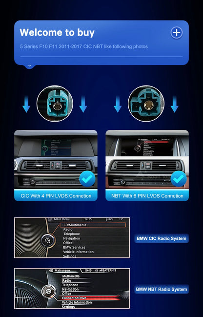 10.25 Inch Linux Display Multimedia Player For BMW Car 5 Series F10 F11 2011-2017 CIC NBT GPS Carplay Touch Screen