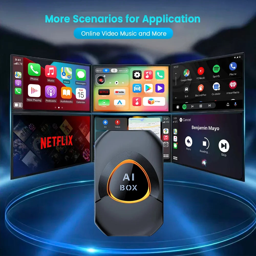 CarRocket Wireless CarPlay AI Box Plug And Play Android 15 Netflix YouTube Car Multimedia Video Box for Cars with Wired CarPlay
