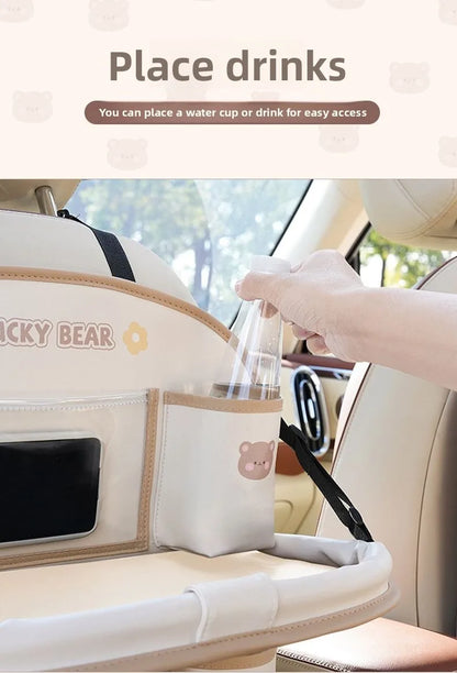 Car Seat Back Organizer - Rear Hanging Storage Bag, Backseat Table Tray, Vehicle Mounted Desk Board