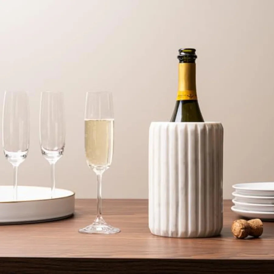 Marble Wine Chiller, Champagne Bucket for Parties, Bottle Cooler for Dining Tables, Outdoor Patios and More - Handcrafted Natur