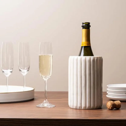 Marble Wine Chiller, Champagne Bucket for Parties, Bottle Cooler for Dining Tables, Outdoor Patios and More - Handcrafted Natur