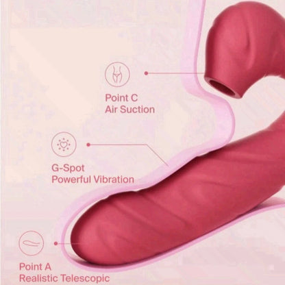 Dual G Spot Vibrator for Women Jissbon Rosy Bloom Double Head Clitoris Massager with 10 Speeds Rechargeable Adult Sex Toy