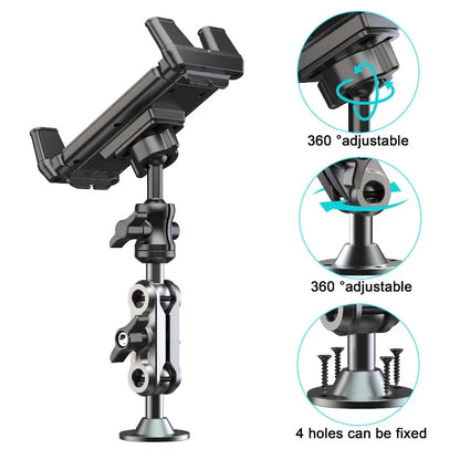 Heavy Duty Tablet Holder Wear Resist 2-Stage Phone Stand 360 Degree Rotable Car Dashboard Phone Mount for Car Bike Boats Trucks