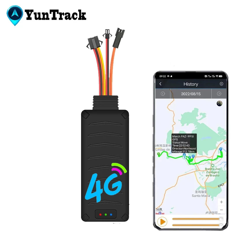 4G GPS Tracker Car Motorcycle Cut Oil Tracking SOS Monitor ACC status Tow away Power off Shock Move SMS Call Alarm Locator APP