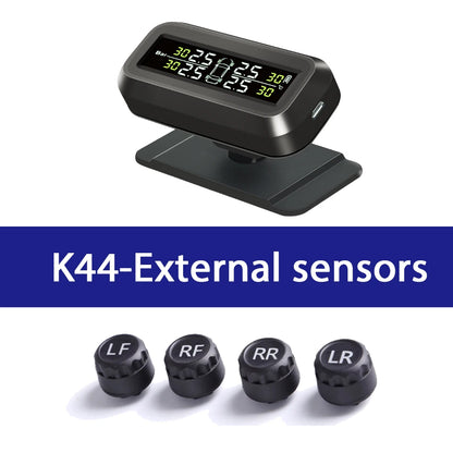 K44 Tire Pressure Monitoring System Temperature Warning 4 Sensors Adhesive Windshield Solar TPMS Car Tyre Pressure Monitor