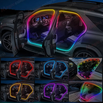 3Meters 4M Symphony Car Door Frame Ambient Lights Universal RGB LED Acrtlic Strips APP Bluetooth Remote Control USB Plug & Play