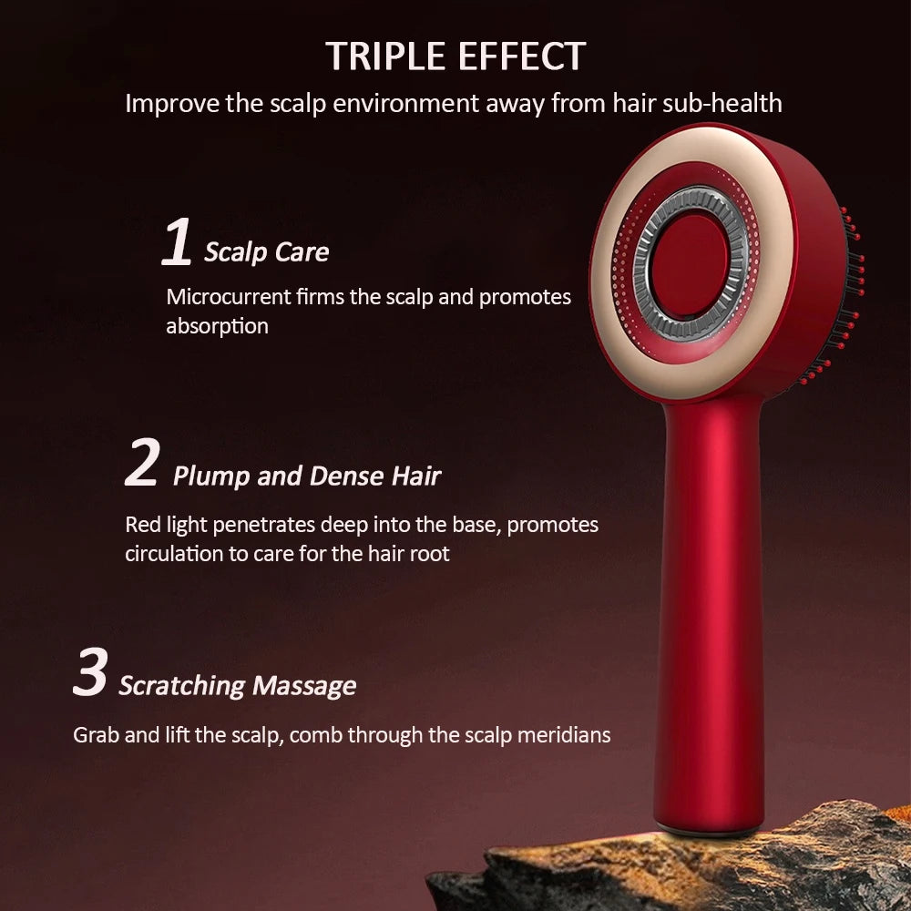 Electric Vibration Massage Comb Red Light Hair Growth Massage Scalp Brush Anti Hair Loss Liquid Oil Applicator Hair Care