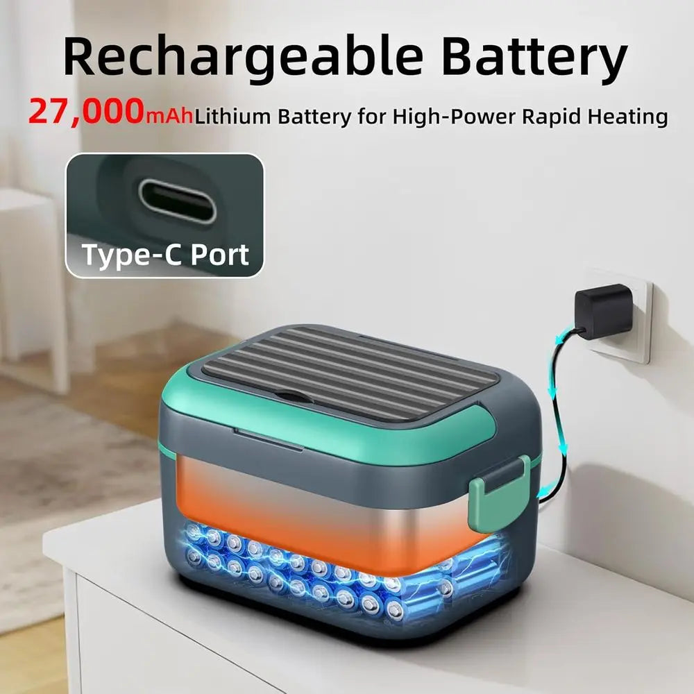 10000mAh 100W Portable Electric Lunch Box, Automatic Heating for Adults, BPA-Free, Keep Meals Warm Anywhere