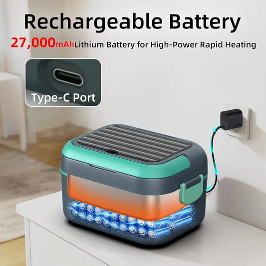 10000mAh 100W Portable Electric Lunch Box, Automatic Heating for Adults, BPA-Free, Keep Meals Warm Anywhere