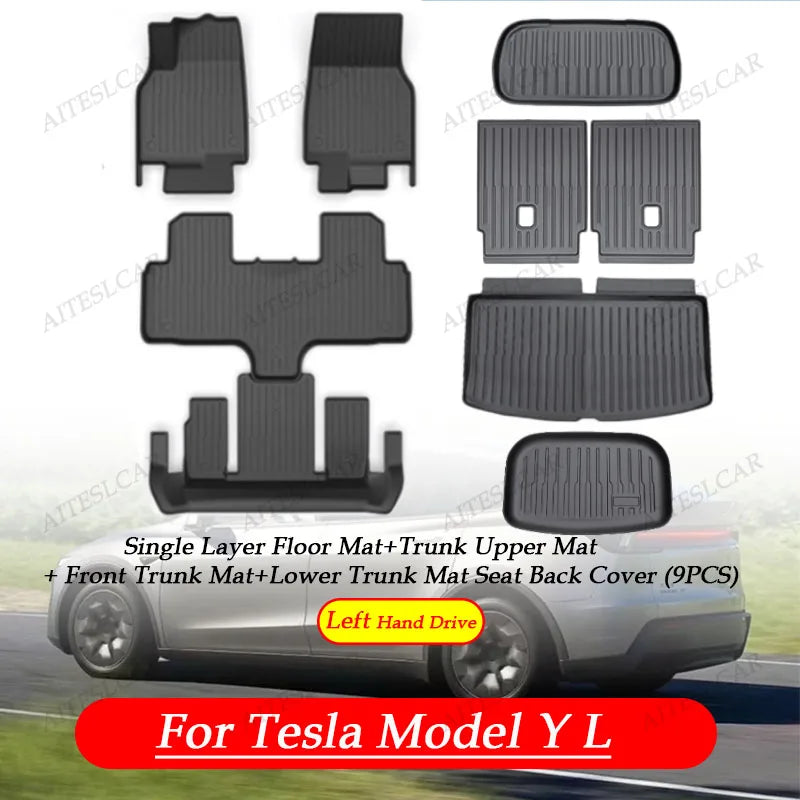 For Tesla Model Y L Launch 2026  Juniper 2025+ TPE Car Floor Mats  pedals Luggage Trunk Mat Set Four Seasons Waterproof Anti-s