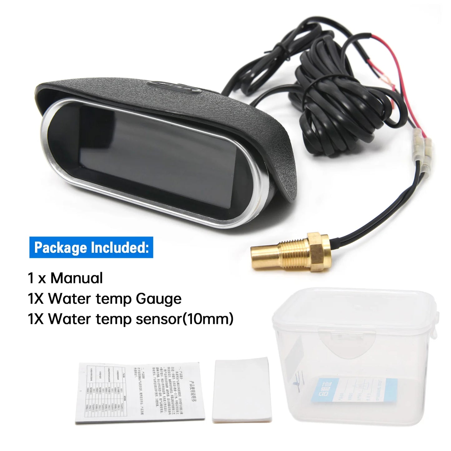 12V 24V Digital Water Temperature Gauge + Volt Water Temperature Sensor Head Plug Joint Pipe Sensor Radiator Hose Adapter 1/8NPT
