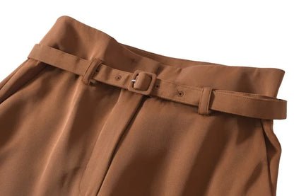 High Waist Belted Slim Fit Trousers Vintage Simple Sle Casual Pants for Women Spring Summer Autumn High Faion Goods