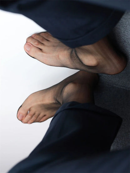 5 Pairs Men Ultra Sheer Socks Japanese Traceless See Through Stockings Business Dress Ultra Thin Black Man Transparent Socks Set