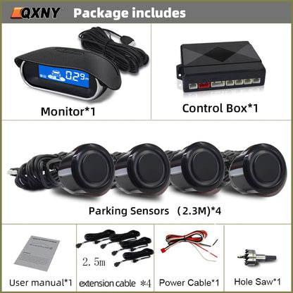 Car Front Parking Sensor Kit Auto Parktronic Assistant System LCD Monitor Buzzer Voice Volume Can be Adjusted  Vehicle Universal