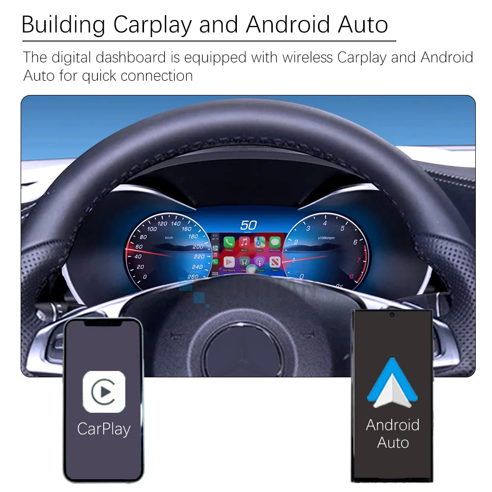 LCD Digital Dashboard For Mercedes Benz C/GLC V205 W205/X253 2015-2020 NTG 5.0 5.5 Instrument Paneel Cockpit with Carplay