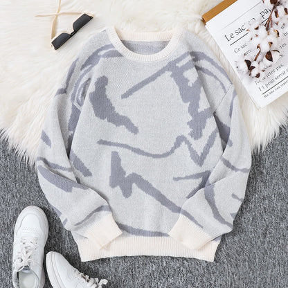 Unisex Sweaters, Casual and Comfortable with Dropped Shoulders, Autumn and Winter Knitwear, Soft Regular-Fit Long-Sleeved Crew Neck Pullovers, Suitable for Everyday Wear, Unisex Tops for Going Out, Men's Knit Pullovers