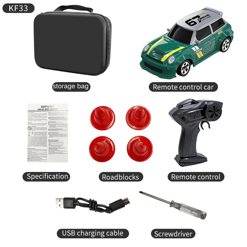 New 4WD 2.4GHZ RC Simulation Mini Drift Car Palm Racing Model Desk Toys 1/64 Scale Remote Control Car Gift for Children Boys.