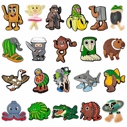 21-100Pcs Shoe Charms Italian Brainrot Funny Animal Shoes Accessorie Decoration Fit Clog Sandal Wristband Buckle Kids Gift