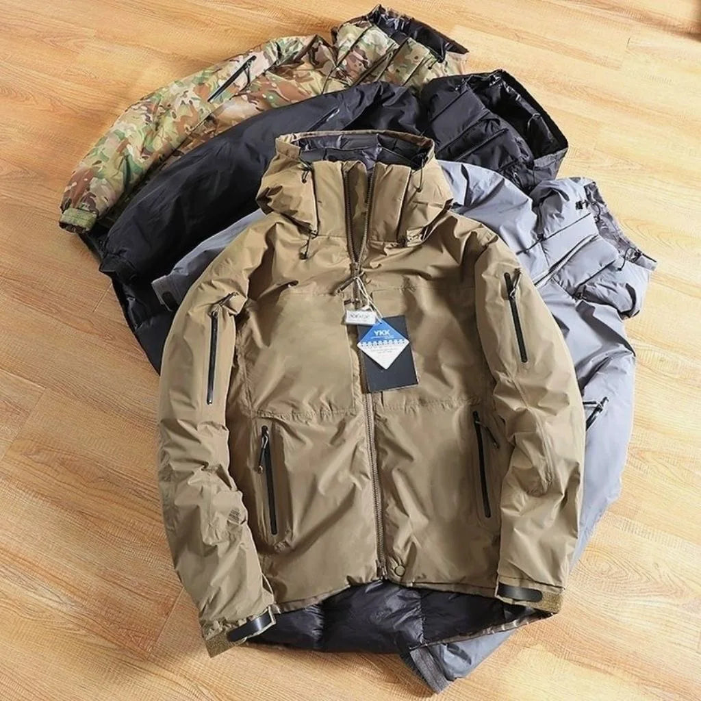 Warm Cotton Jacket for Men Outdoor Winter Fashionable Hooded Skiing Parka Youth Casual Standard Fit Zipper Closure  Color