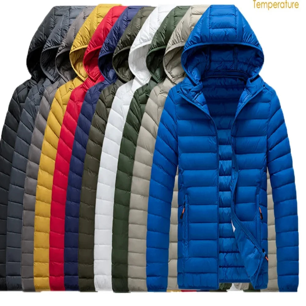8XL Men's autumn and winter waterproof down jacket, jacket, overcoat, net, hooded casual wear, outdoor wear, hat clothing, men's