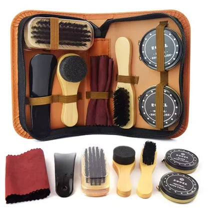 Professional Shoes Care Kit Portable For Boots Sneakers Cleaning Set Polish Brush horn Shine Polishing Tool For Leather Shoes