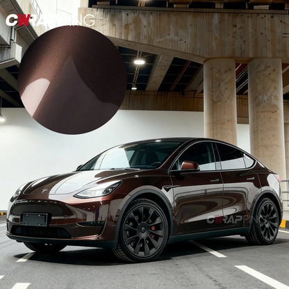 PET Car Sticker Vinyl for Motorcycle Waterproof Car Wrapping Film Shiny Cocoa Brown Glossy Self-adhesive Decals Graphics Wrap