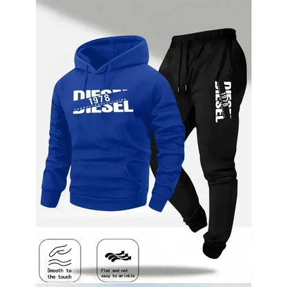 Men's hooded pullover sports fashion gift set, with hood, suitable for autumn and winter casual sweaters and pants