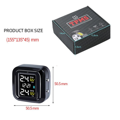 Motorcycle Tire Pressure Monitor Digital Display External Motorcycle Wireless Tire Pressure Detector With 2 External Sensors