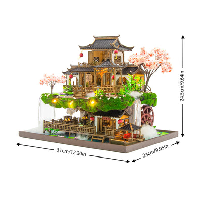 DIY Wooden Miniature Building Kit Doll Houses with Furniture Chinese Ancient Casa Dollhouse Handmade Toys for Girls Xmas Gifts