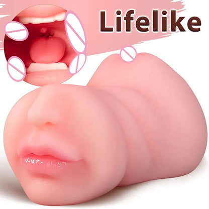 3D Flesh The Light Male Masturbation Artificial Vagina Ass Mouth Silicone 3 In 1 Adult Sex Toy Sex Doll For Man Pocket Pussy Ass