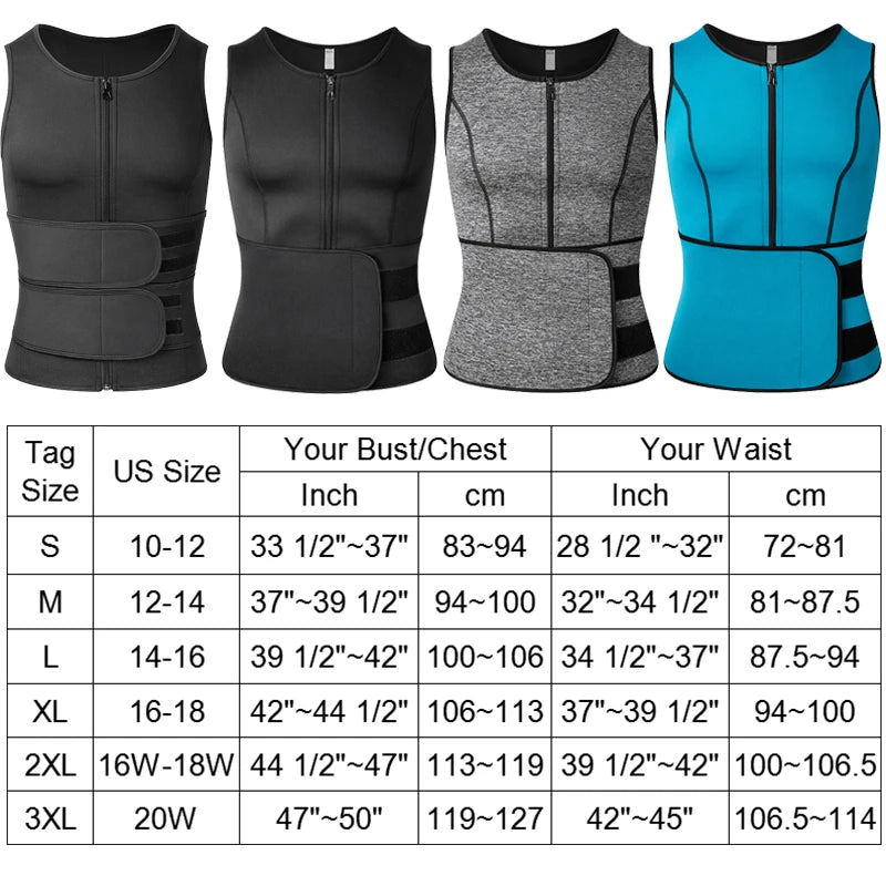 Men Corset Slimming Body Shaper Fat Burning Vest Sauna Sweat Belly Waist Trainer Sport Girdle Shirt Fitness Shapewear Underwear