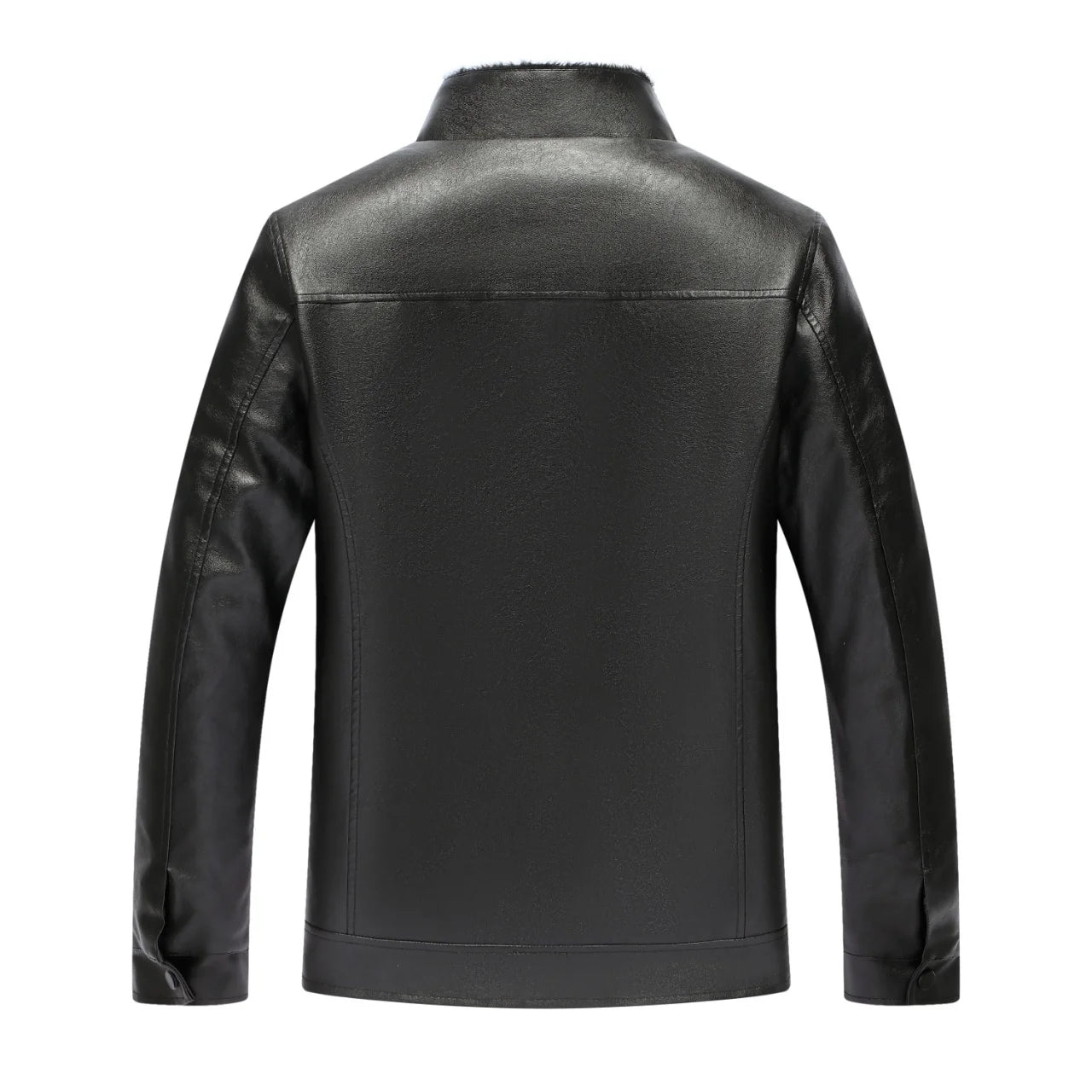 Men's Winter Thickened Stand-Collar Light Business Pu Leather Jacket